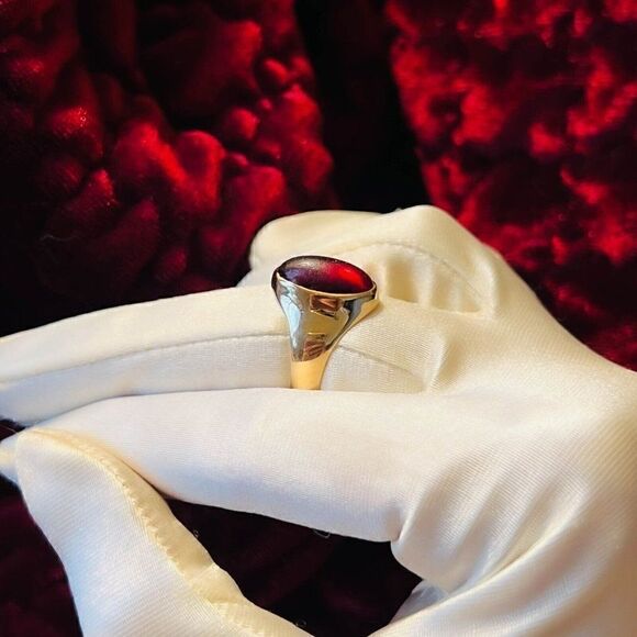 ANTIQUE GOLD- Georgian Era- Carnelian Ring- Size 8- 3cttw Cabochon -5.4g - Picture 14 of 16